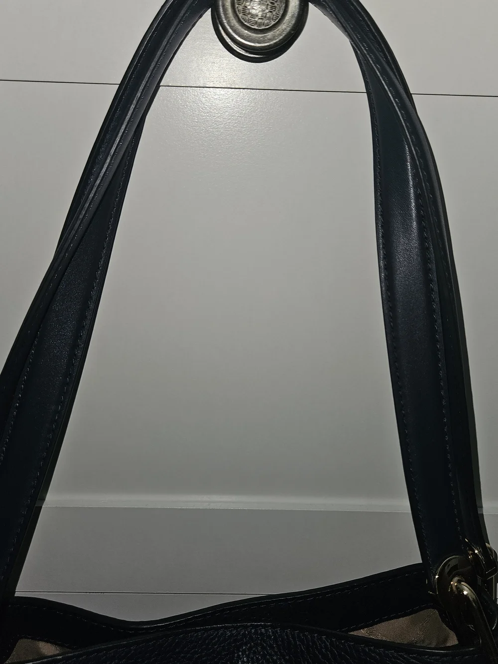 Michael Kors Navy Leather Shoulder Bag with Gold Hardware